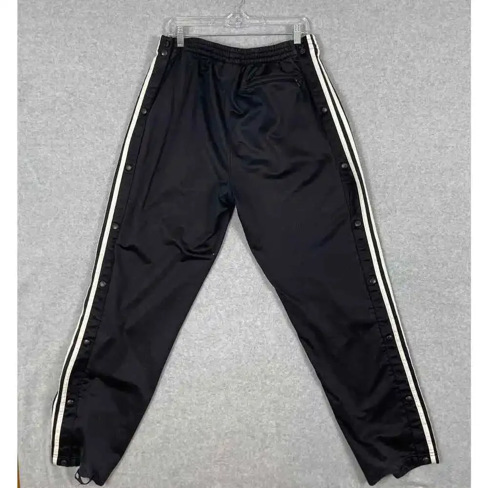 VTG Adidas Track‎ Pants Mens L Y2K 00s Side Snap 3 Stripe Black